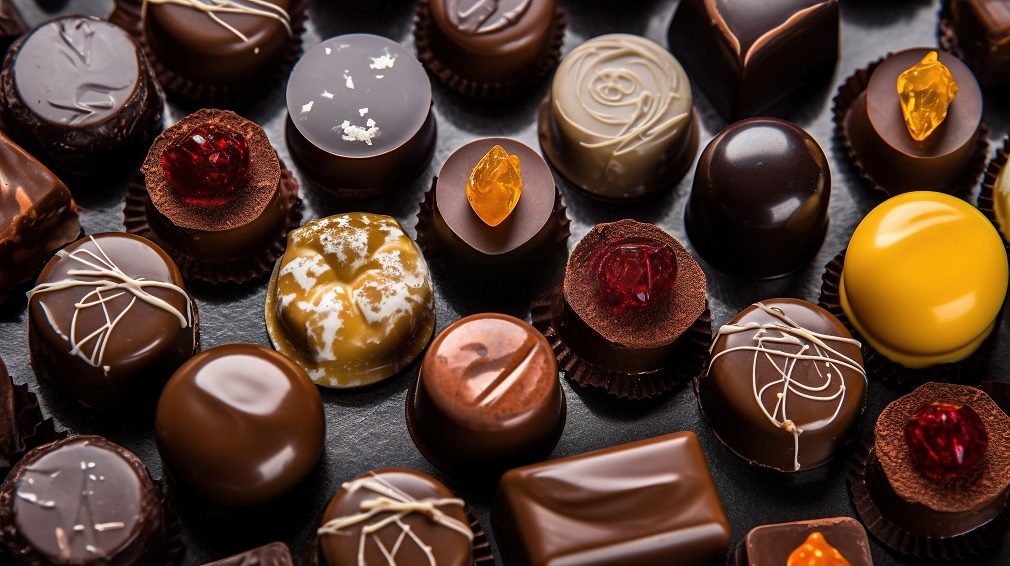 variety of chocolate pralines