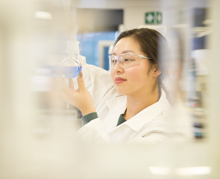 Scientist looking at samples