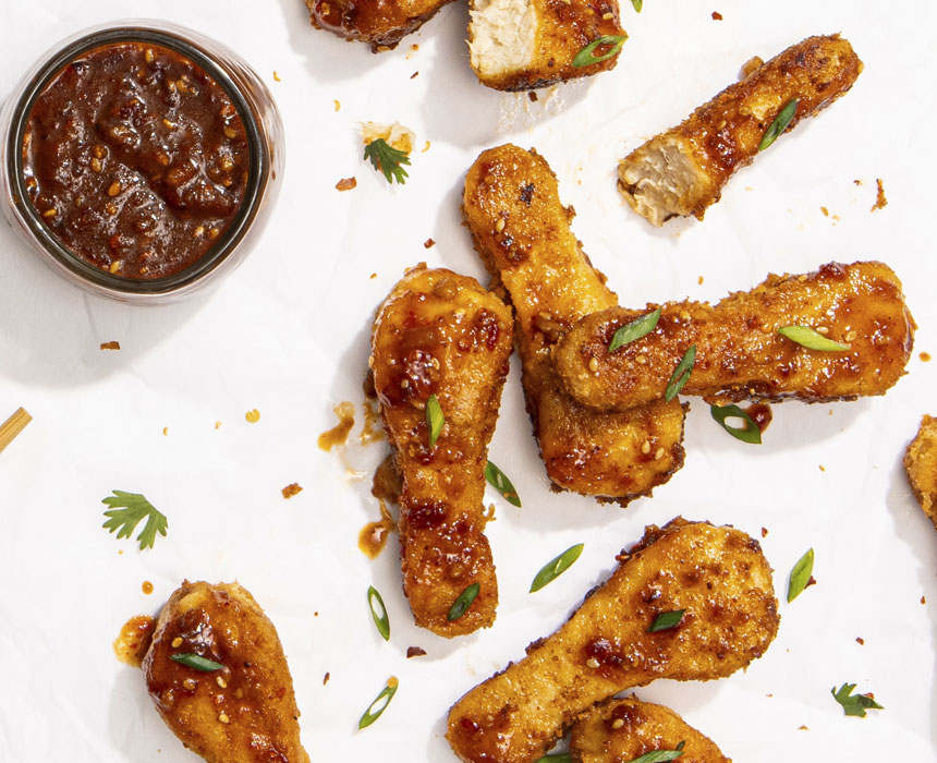 Soy Protein Drummies in Dan Dan Sauce