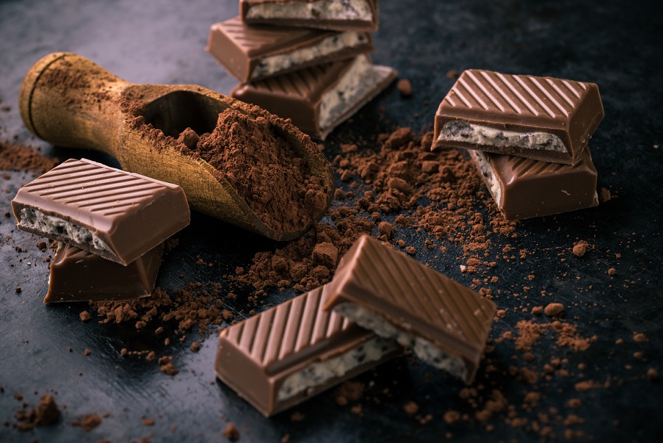 Pieces of filled chocolate