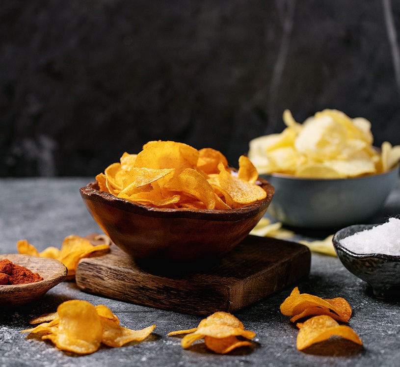 Two bowls of potato chips