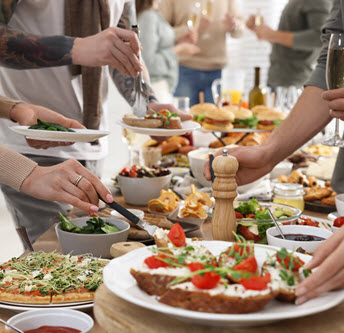 Table with different types of food