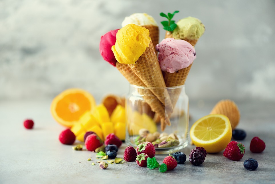 Different flavors of ice cream