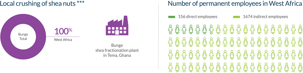 Local crushing of shea nuts and local employees