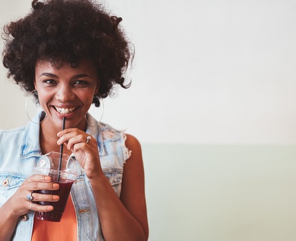 Girl drinking smoothie