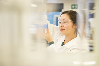 Scientist looking at samples