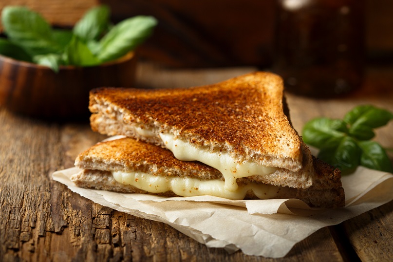Grilled cheese sandwich with melted cheese