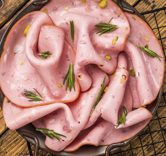 Plate of Mortadella Sausage